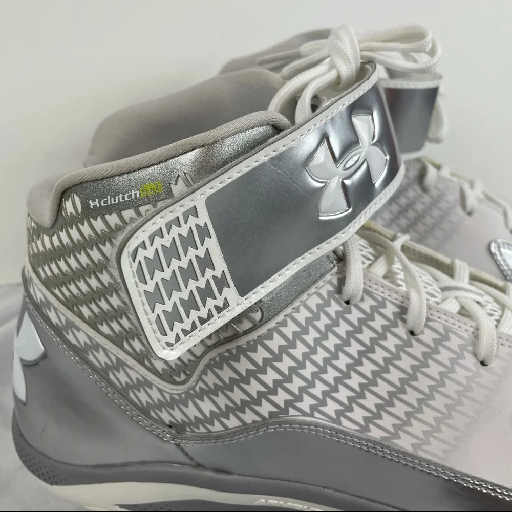 Under Armour Clutch Fit White Silver Cleats